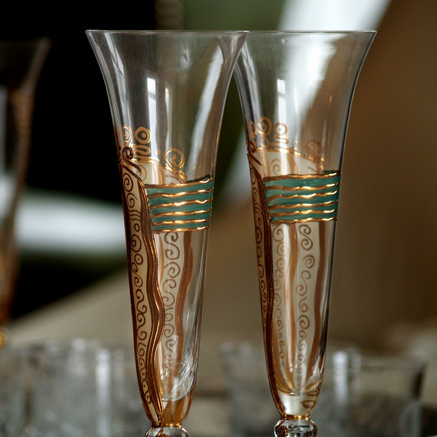Nagel Sektgläser golden grün Traumwelten