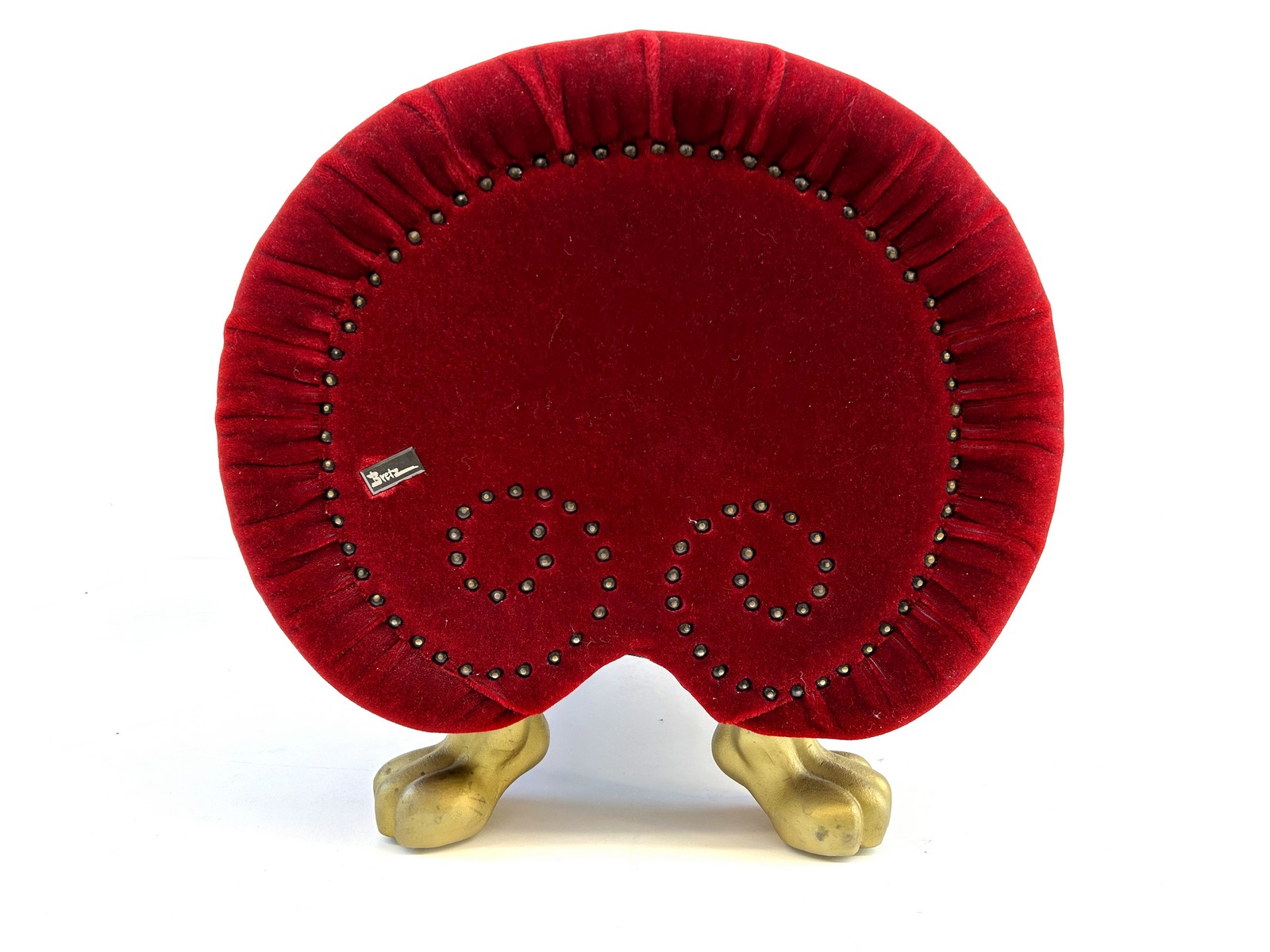 Bretz Gaudi Hocker Fusshocker rot Mohair Tatzenbeine Bretz Gaudi Hocker Fusshocker rot Mohair Tatzenbeine