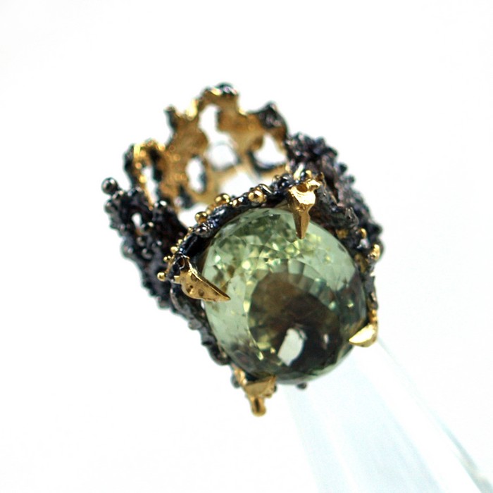 Damenring 925 Silber grüner Stein Amethyst