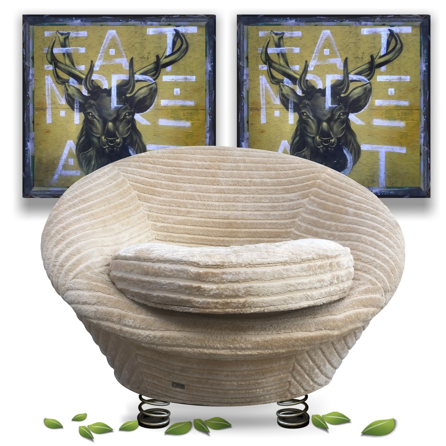 Bretz Stuhl Ufo Pool Sofastuhl Designklassiker creme Streifensamt Stuhl Bretz Sofastuhl Designklassiker creme Streifensamt