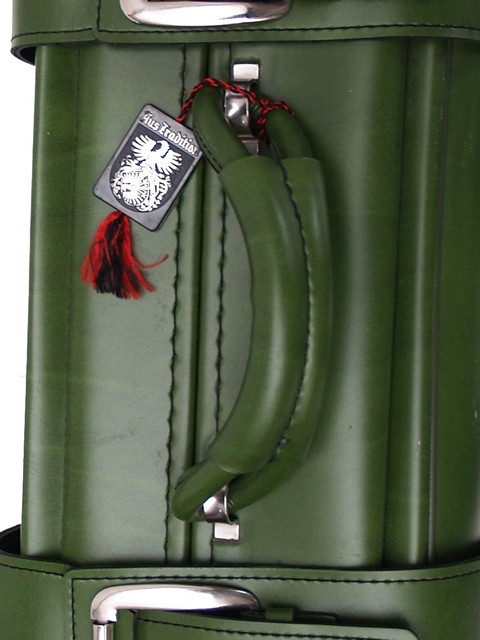 Oldtimer Reisekoffer antik Lederkoffer Vintage grün creme 50er 60er 70er jahre