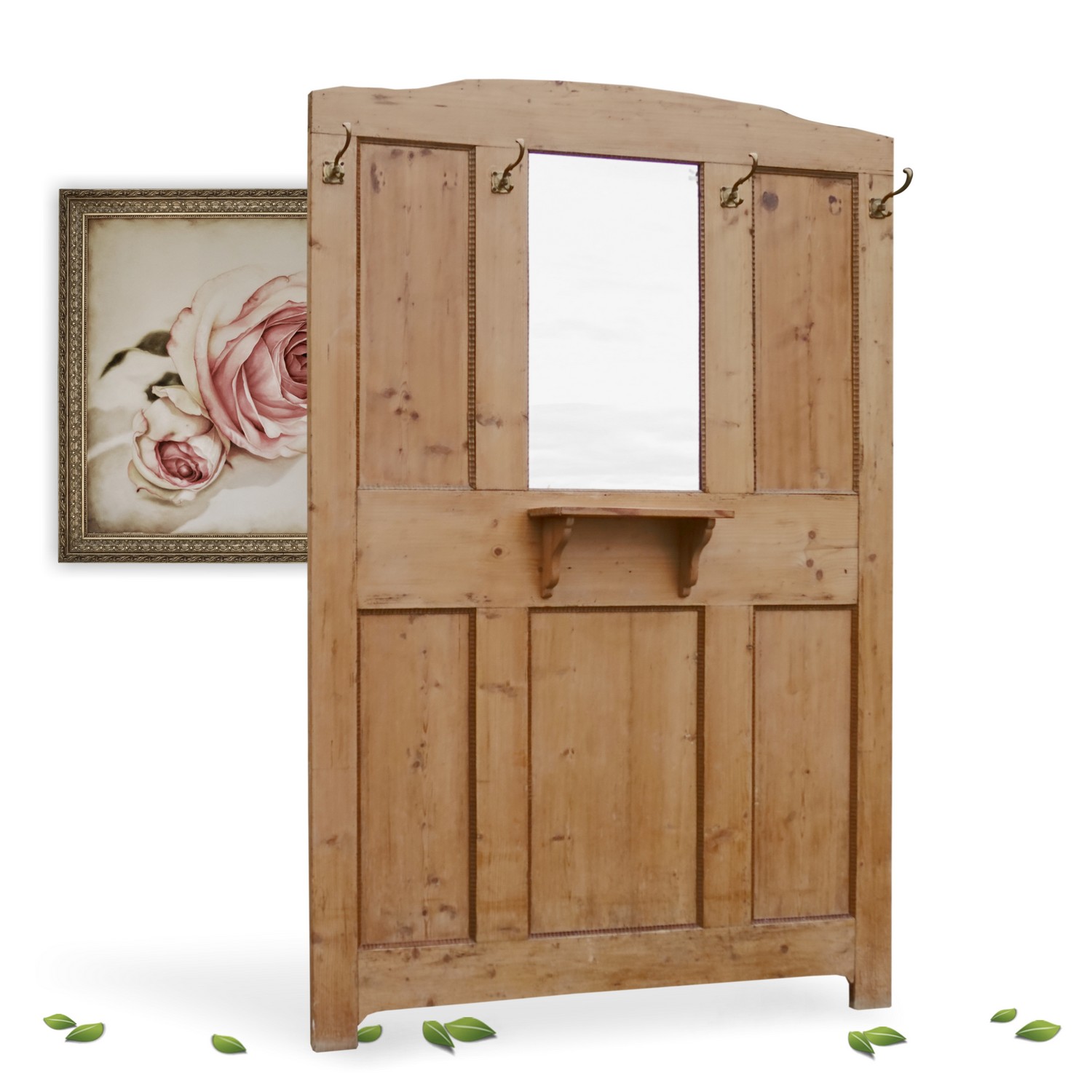 Garderobenwand Garderobe Garderobenpaneel antik Weichholz groß Garderobenwand Weichholz