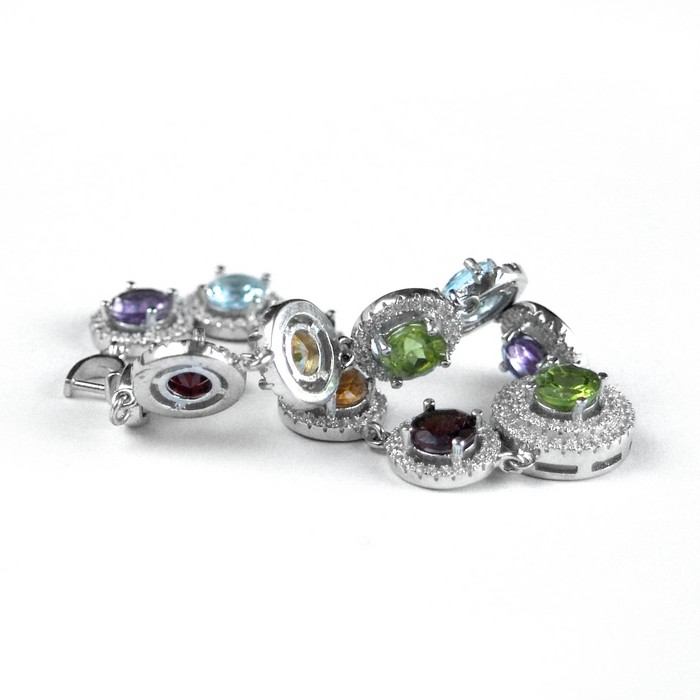 Amethyst, Granat, Peridot, Citrin, Topas, Zirkonia Armband 925 Silber handgefertigt Schmuck Edelsteine