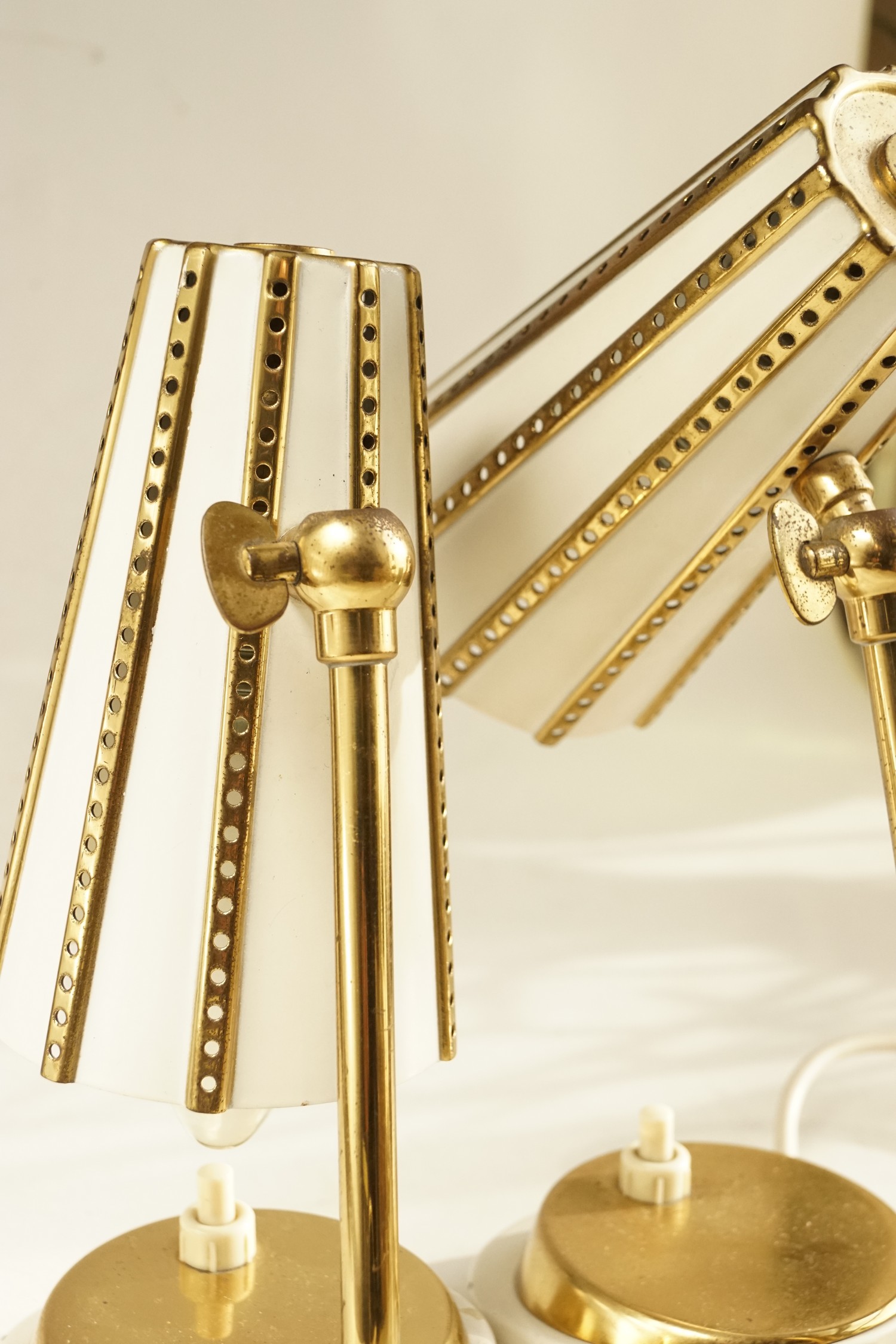 Midcentury Tischlampen messing creme gold 