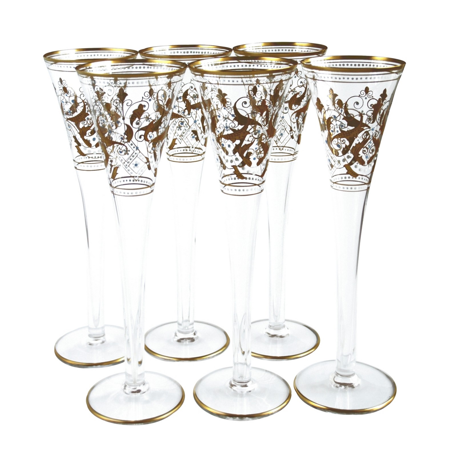 Sektgläser Kristall Goldranken Blätter 6 Stk Sektflöten Sektgläser Kristall Goldranken