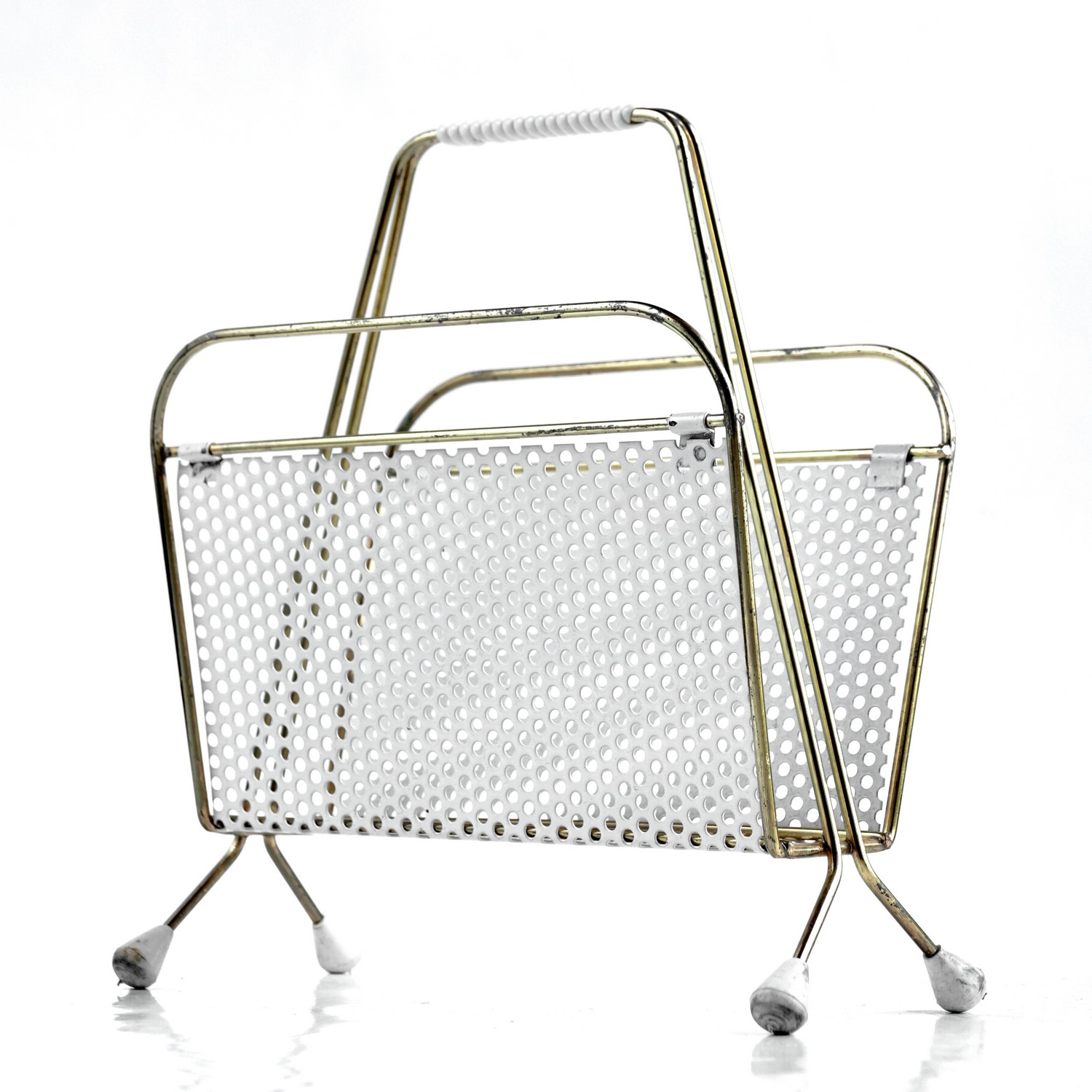 Serviettenhalter Vintage Retro Zeitungshalter Briefhalter original creme gold Metall