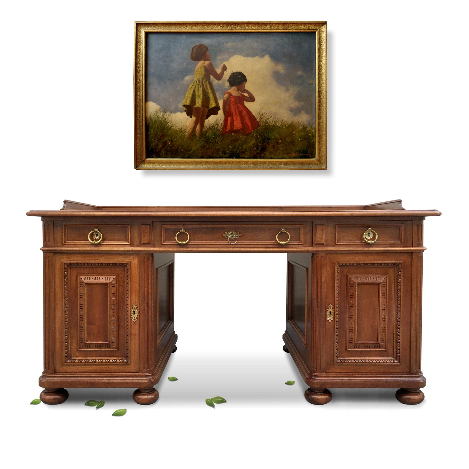 Schreibtisch Historismus antik restauriert groß Freisteher Herrenschreibtisch Schreibtisch Historismus antik restauriert groß Freisteher Herrenschreibtisch