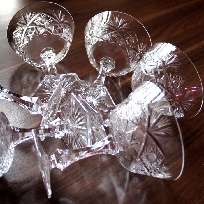 Bleikristall Glas Set 6 Stk. Sektschale Cocktailschale handgeschliffen Bleikristall Sektschale