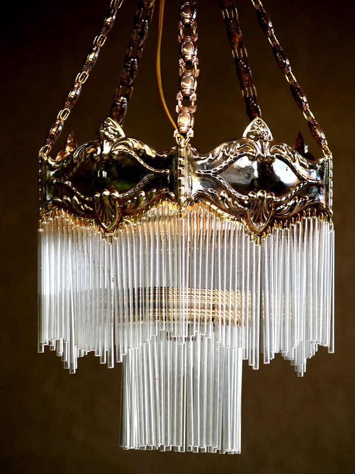 Jugendstil Glasstäbchen Lampe