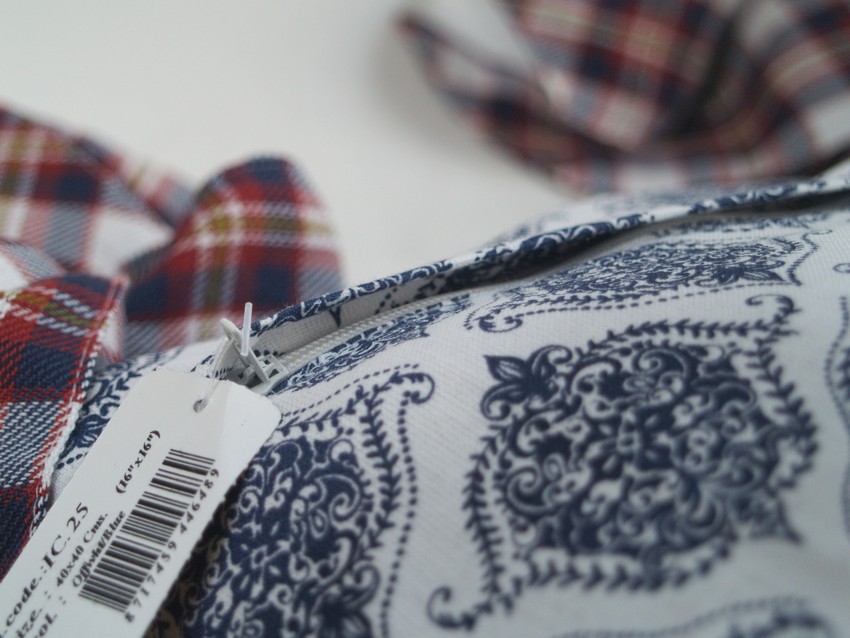 Stuhlkissenhülle Landhausstil Hirsch Leinen kariert rot Clayre Eef