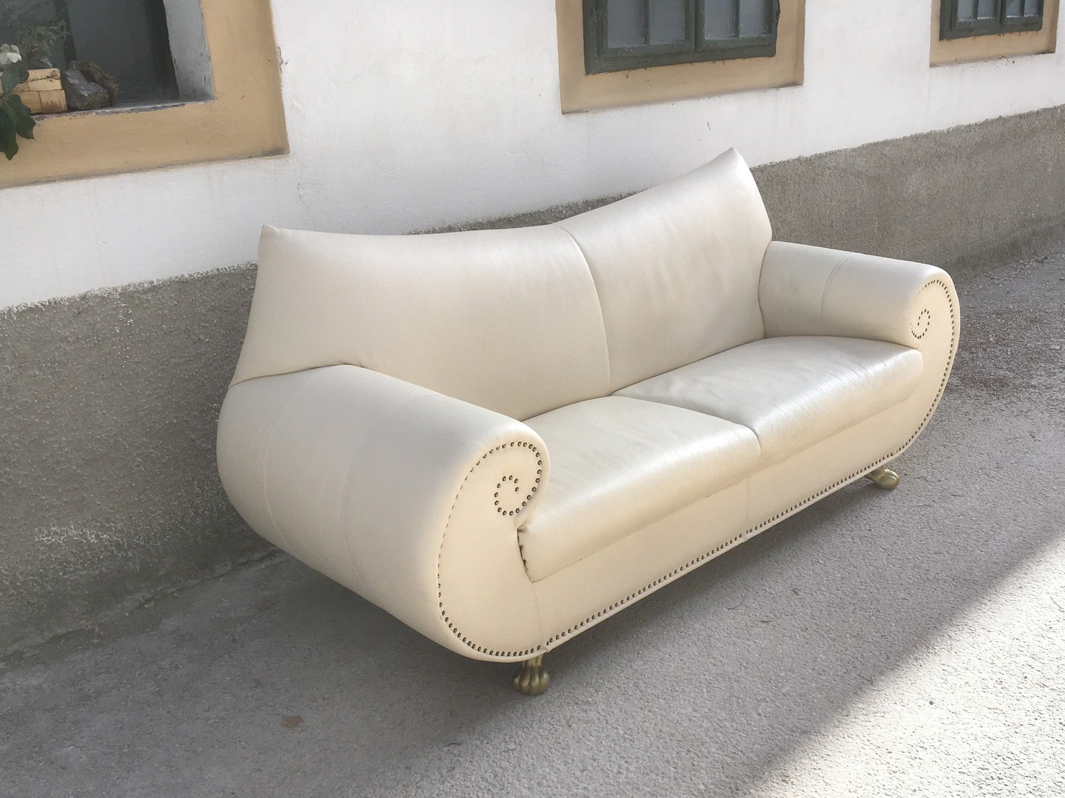 Bretz Sofa creme beige Leder gebraucht Gaudi Ledersofa Barock Löwentatzen gold