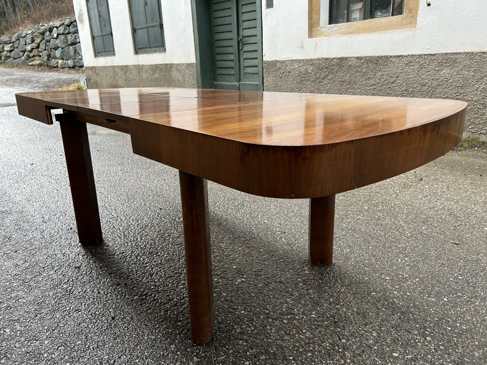 artdeco tisch antik ausziehbar nuss art deco Speisetisch massivholz antiquität brutalistisch