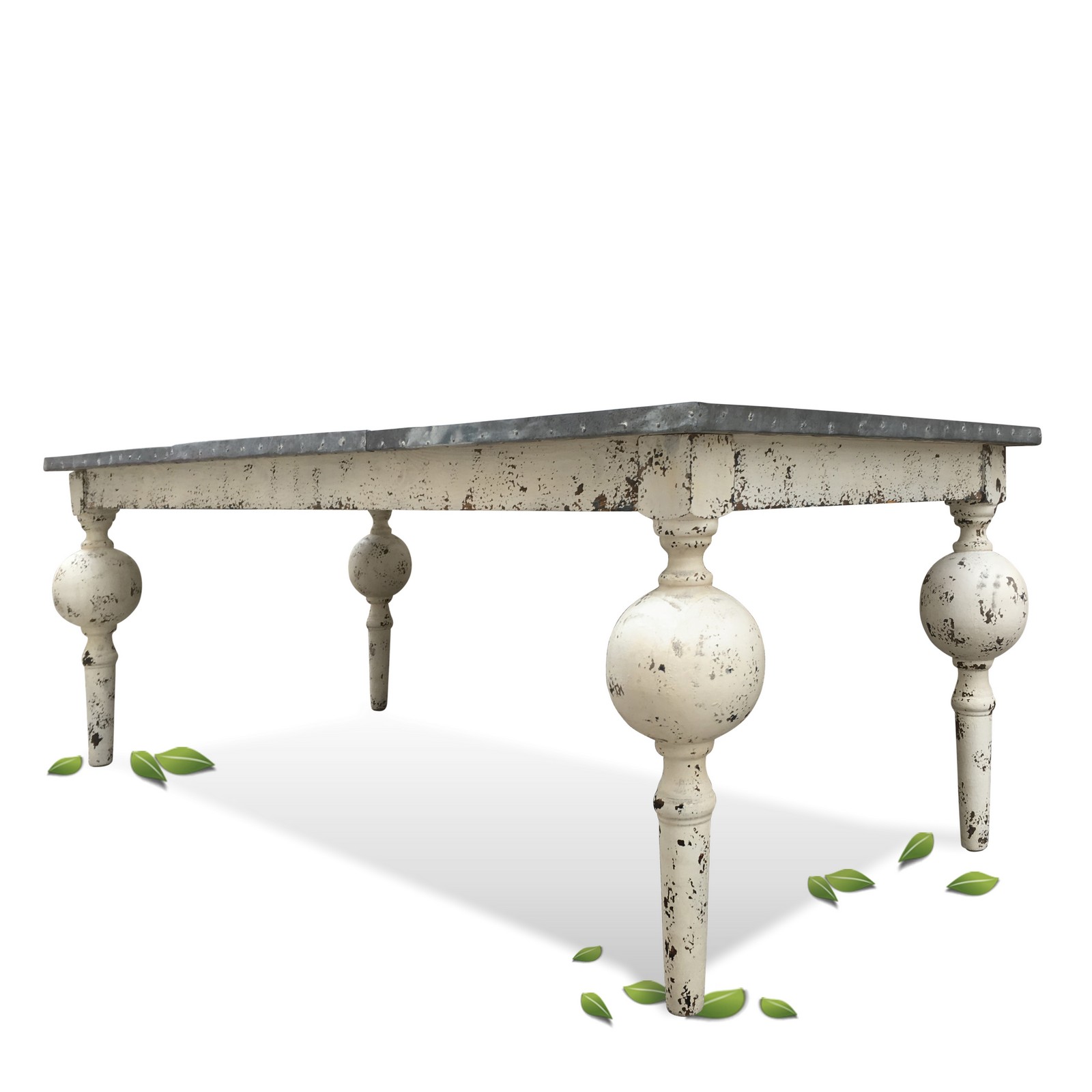 Tisch weiß Shabby Chic 220x100 Blech Tischplatte Esstisch Tisch weiß groß Vintage