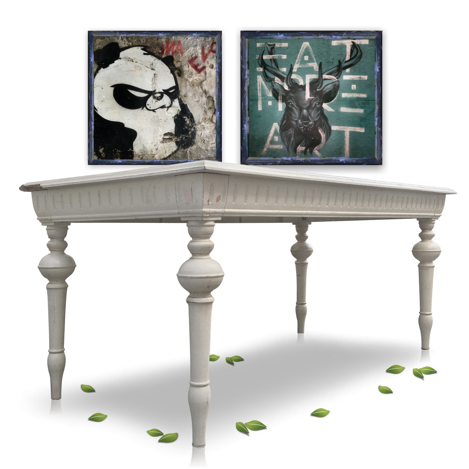 Tisch Speisetisch Esstisch Shabby Chic creme Massivholz schwer groß Tisch Speisetisch Esstisch Shabby Chic creme Massivholz schwer groß