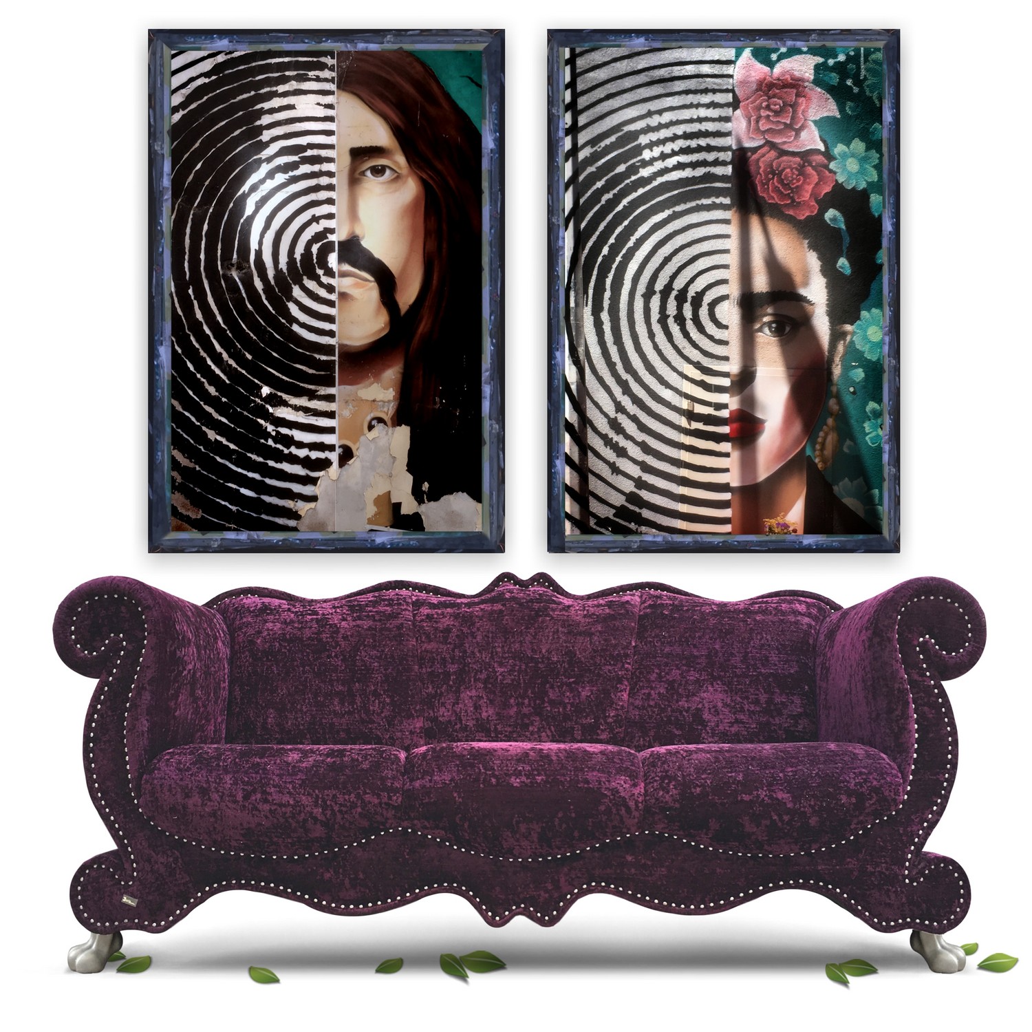 BRETZ Sofa Emily lilagrau Glamoursamt Designklassiker Sofa Bretz Emily Design Möbel violett lila