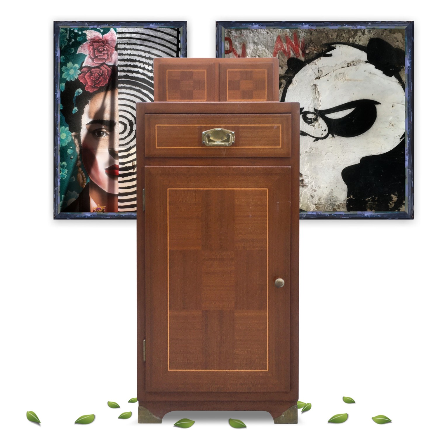 Nachtschrank Kommode mit Aufsatz Jugendstil antik, elegant und edel Nachtschrank Jugendstil