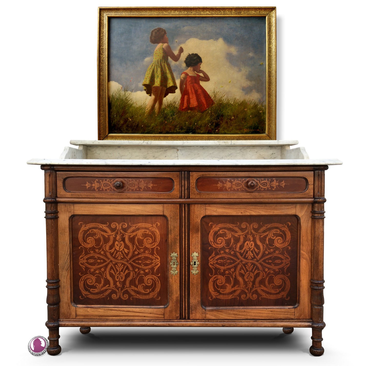 Kommode antik restauriert Original Jacob & Josef Kohn um 1900 Waschtisch Kommode mit Marmorplatte Waschtisch Original Jacob & Josef Kohn antik um 1900 Wiener Werkstätten Sezessionistisch restaurierte Antiquität