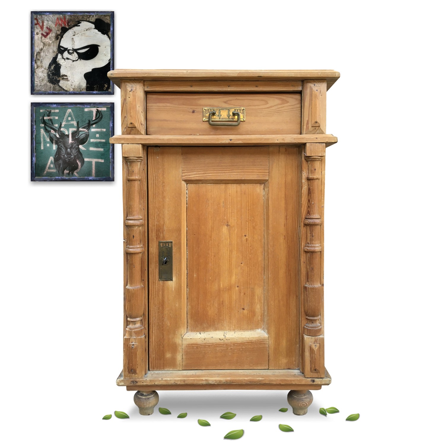 Kommode Nachtschrank Historismus Weichholz antik um 1880 Kommode Nachtschrank Historismus Weichholz antik um 1880