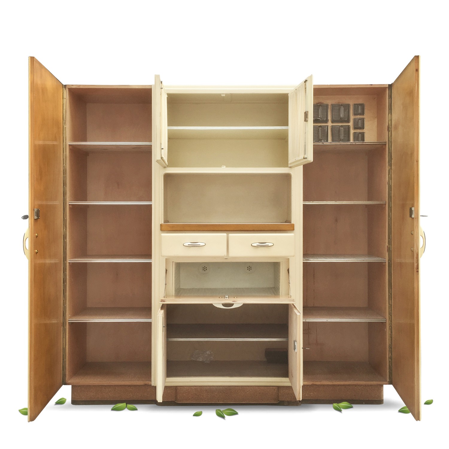 Küchenschrank Vintage creme Schüttenregal Vitrine Küche Vollholz Buffet Kredenz