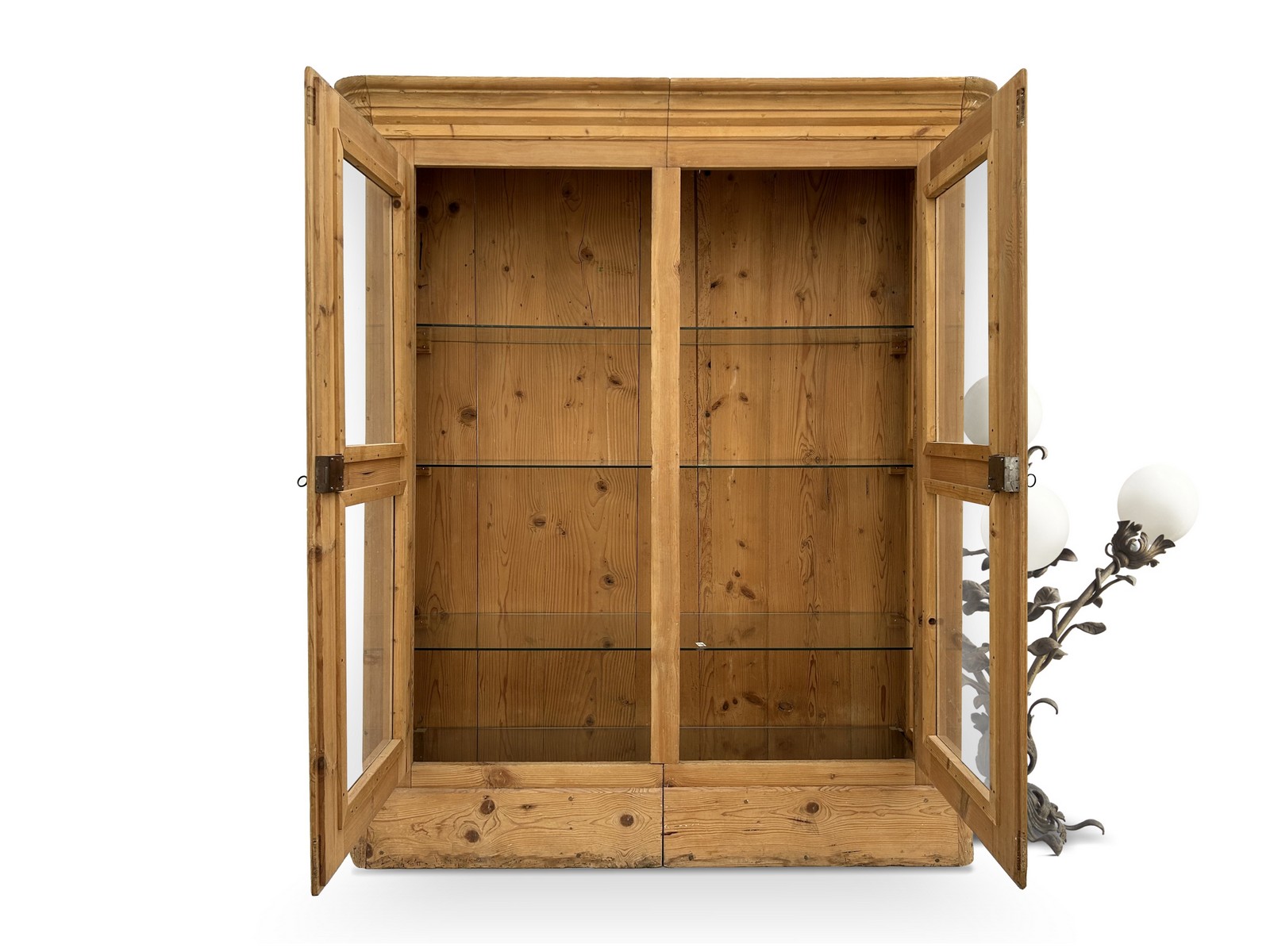 Bauernschrank Antiker Naturholz Geschirrschrank Landhaus Küchenschrank Massivholz Vitrine