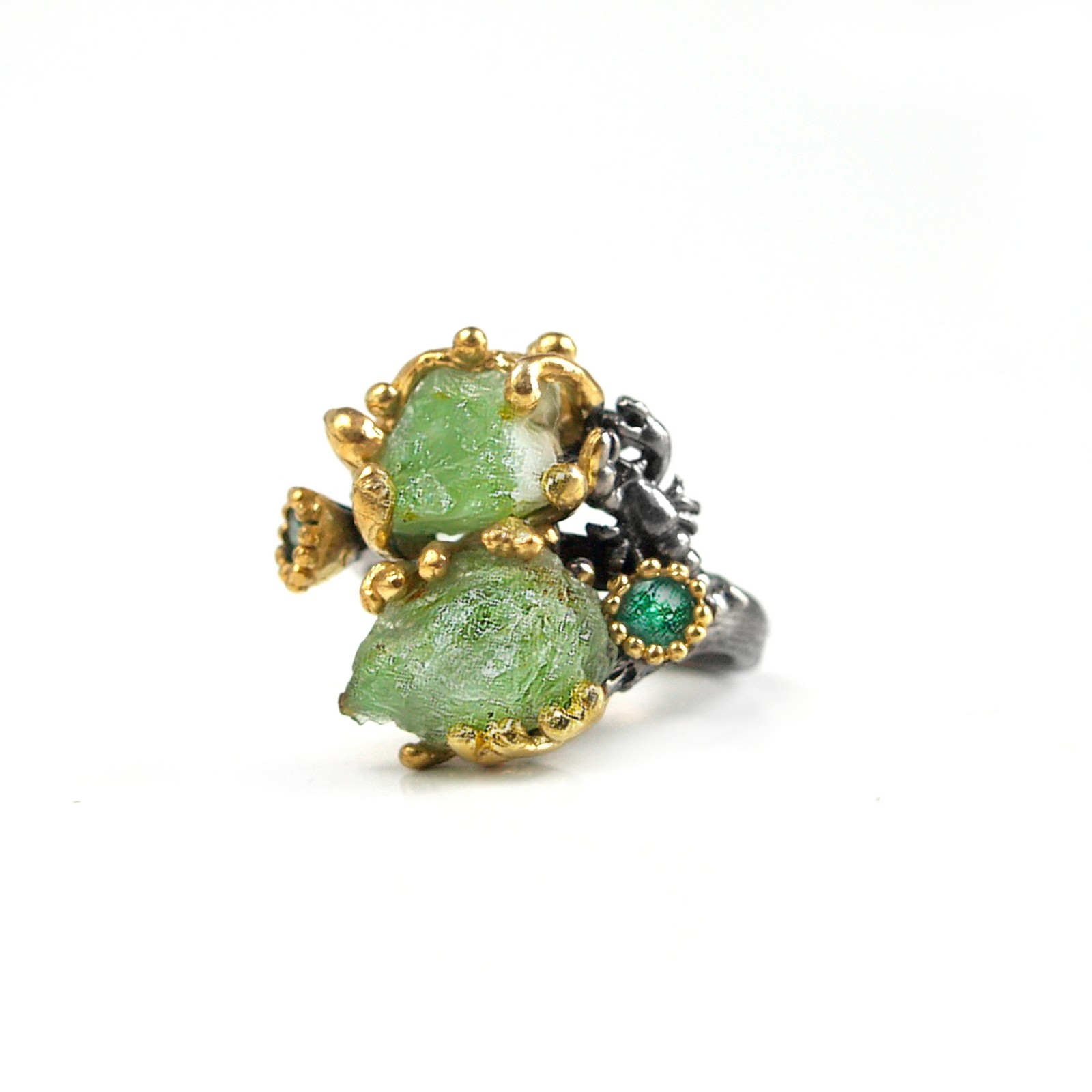 Ring 925 Silber grüner Smaragd Krebs Damenring 925 Silber grüne Steine Handarbeit