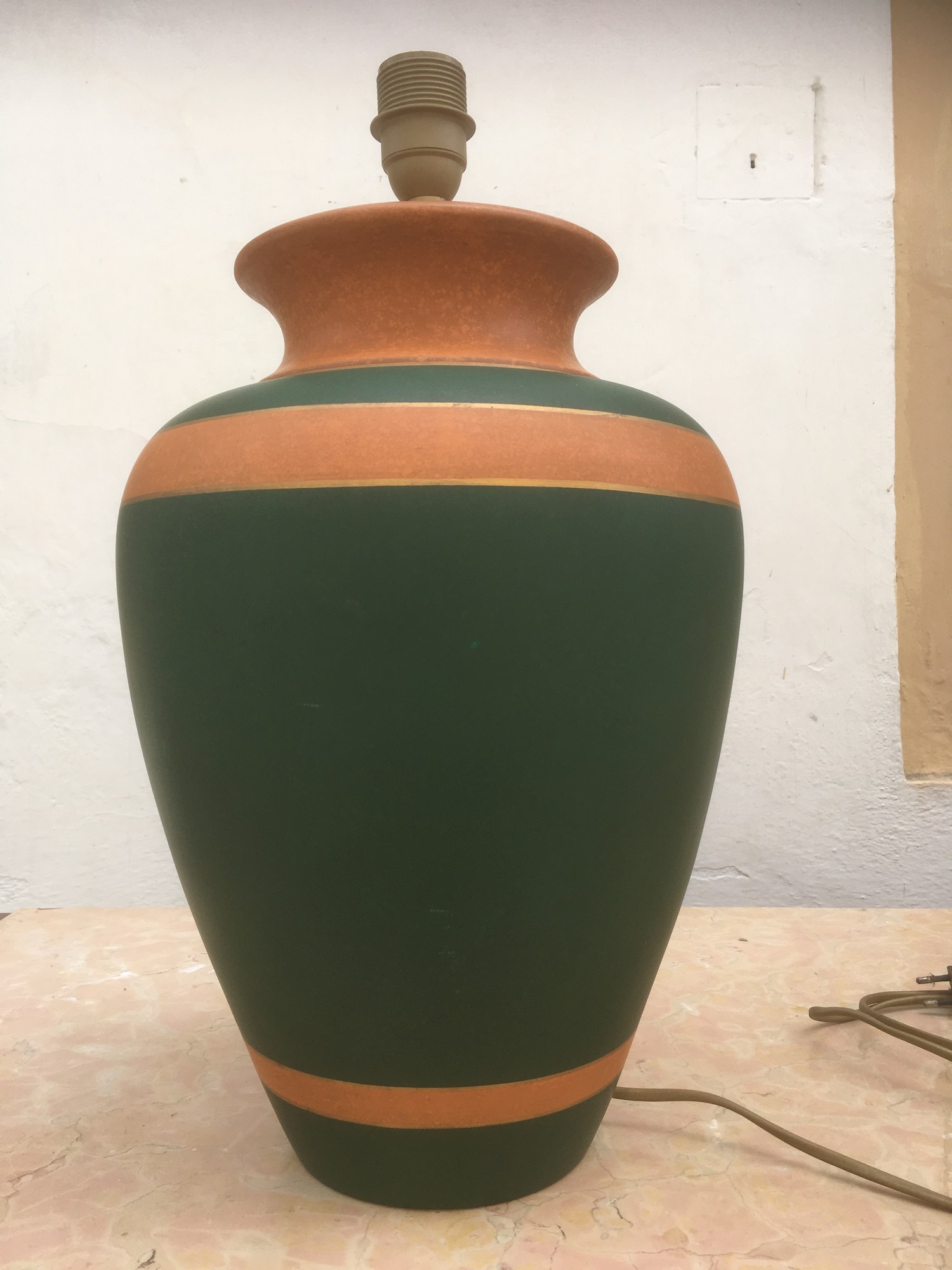 Tischlampe braun schwarz Keramik Afrika Design Konsolenlampe vincent cadeaux