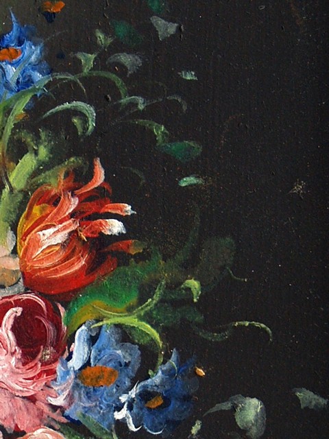 Ölbild Stilleben Blumen Malerei in goldenem Rahmen "Rosen & Tulpen"