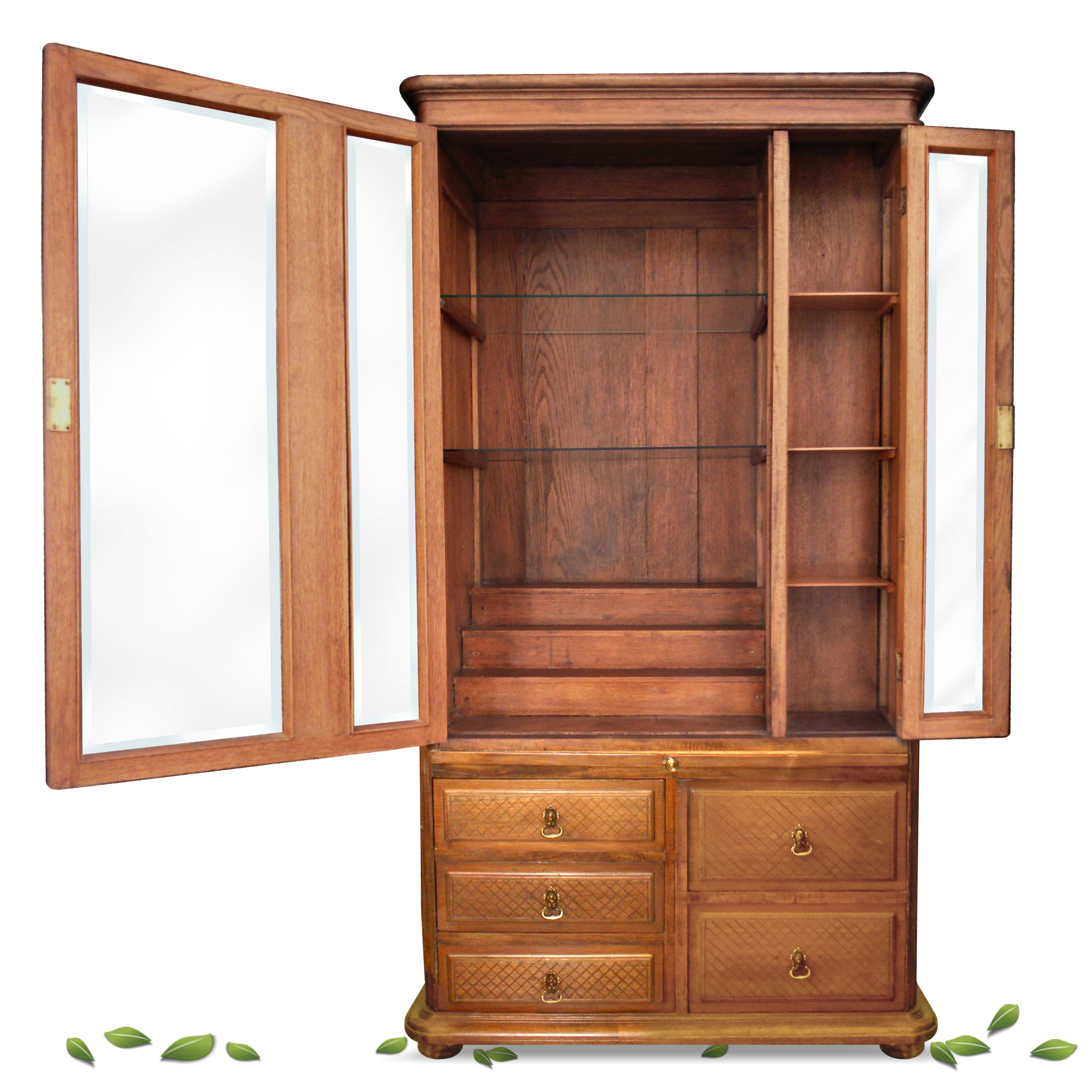 Schrank antik Antiquität Vitrine mit Geheimfach