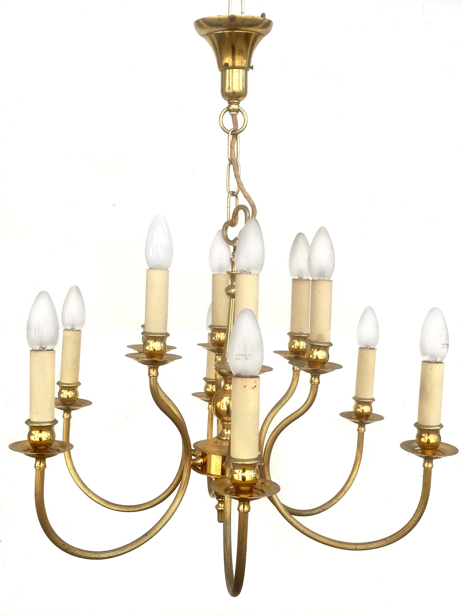 Luster Messing Kronleuchter Vintage groß 12-flammig