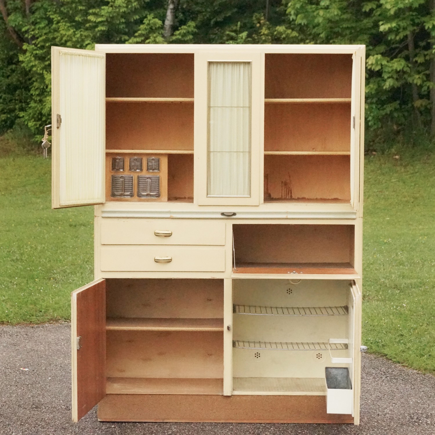 Küchenschrank creme Midcentury Vintage Schütten Schrank 50er-Jahre