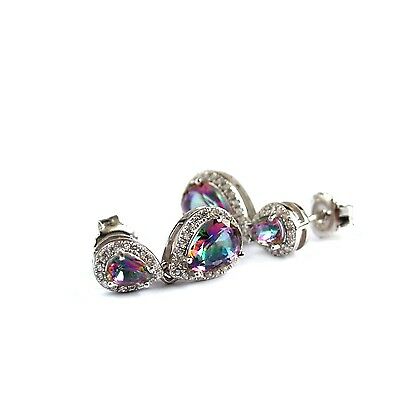 Ohrstecker Silber 925 Regenbogenquarz Quarz Zirkon Edelsteine Ohrringe Farbspiel Ohrstecker Silber 925 Regenbogenquarz Quarz Zirkon Edelsteine Ohrringe Farbspiel