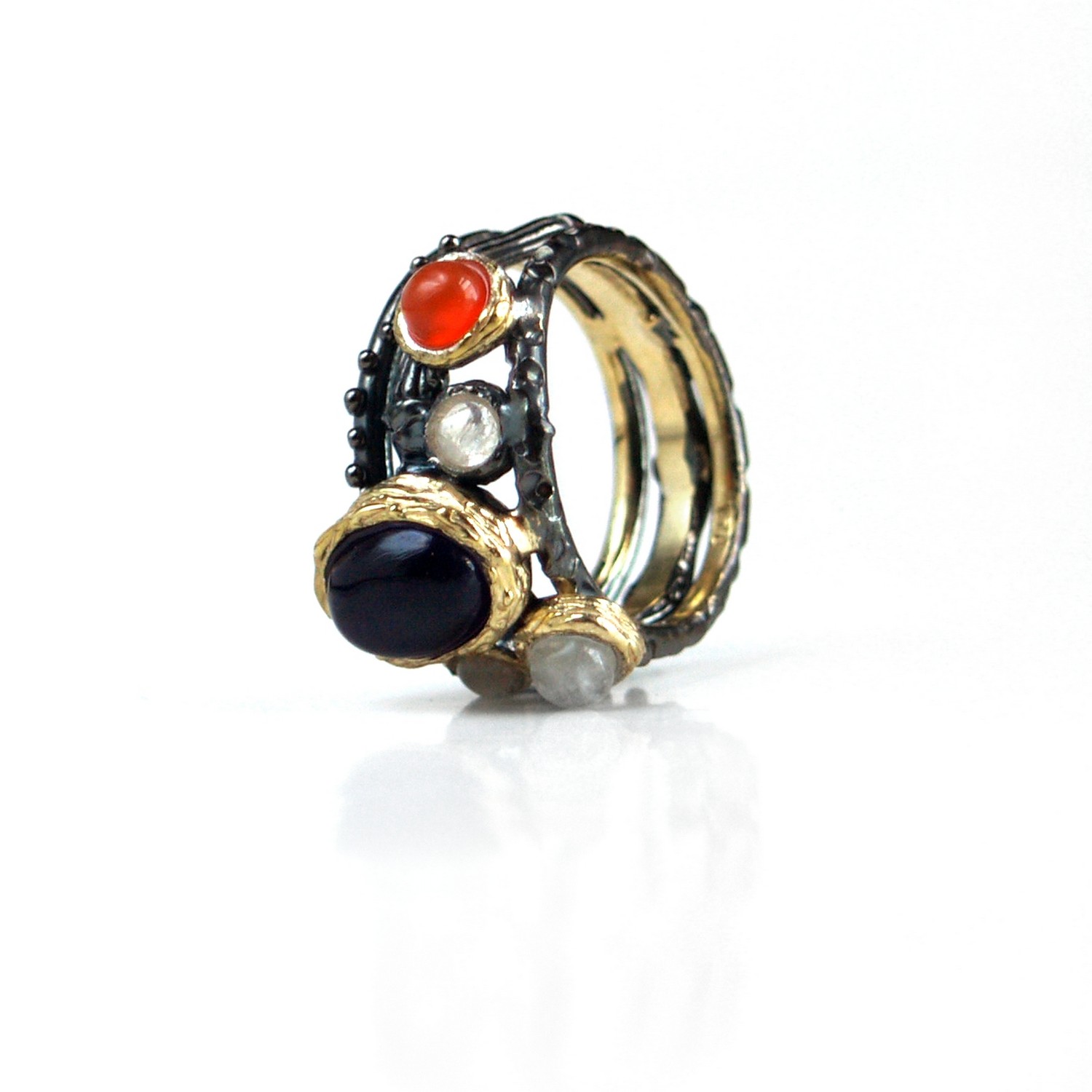 Ring 925 Silber Multicolor Edelsteine Amethyst handgefertigt - Bezaubernd!