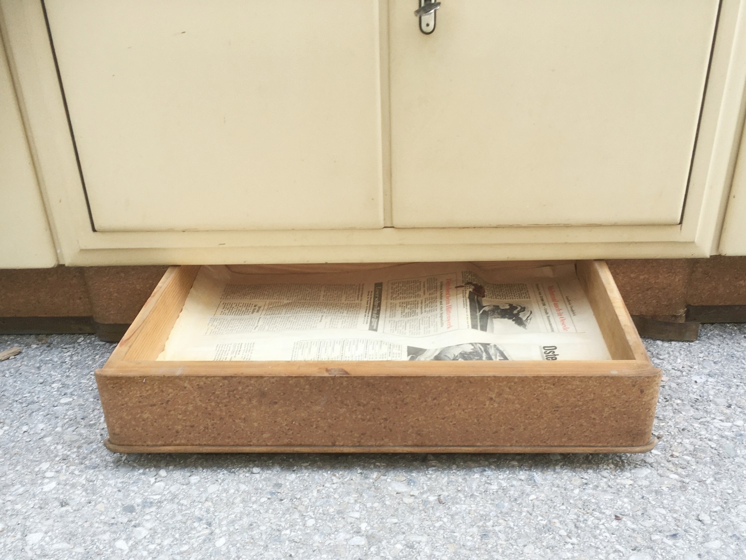 Küchenschrank Vintage creme Schüttenregal Vitrine Küche Vollholz Buffet Kredenz
