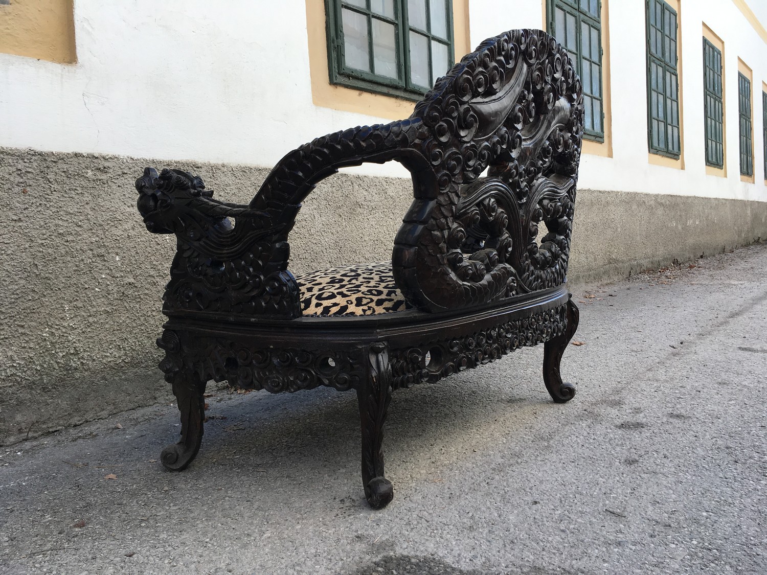 Sofa China Möbel Bench beschnitzt antik Loveseat Drachen Sitzbank Asiatika