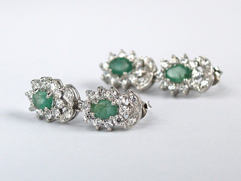 Smaragd Ohrstecker 925 Silber