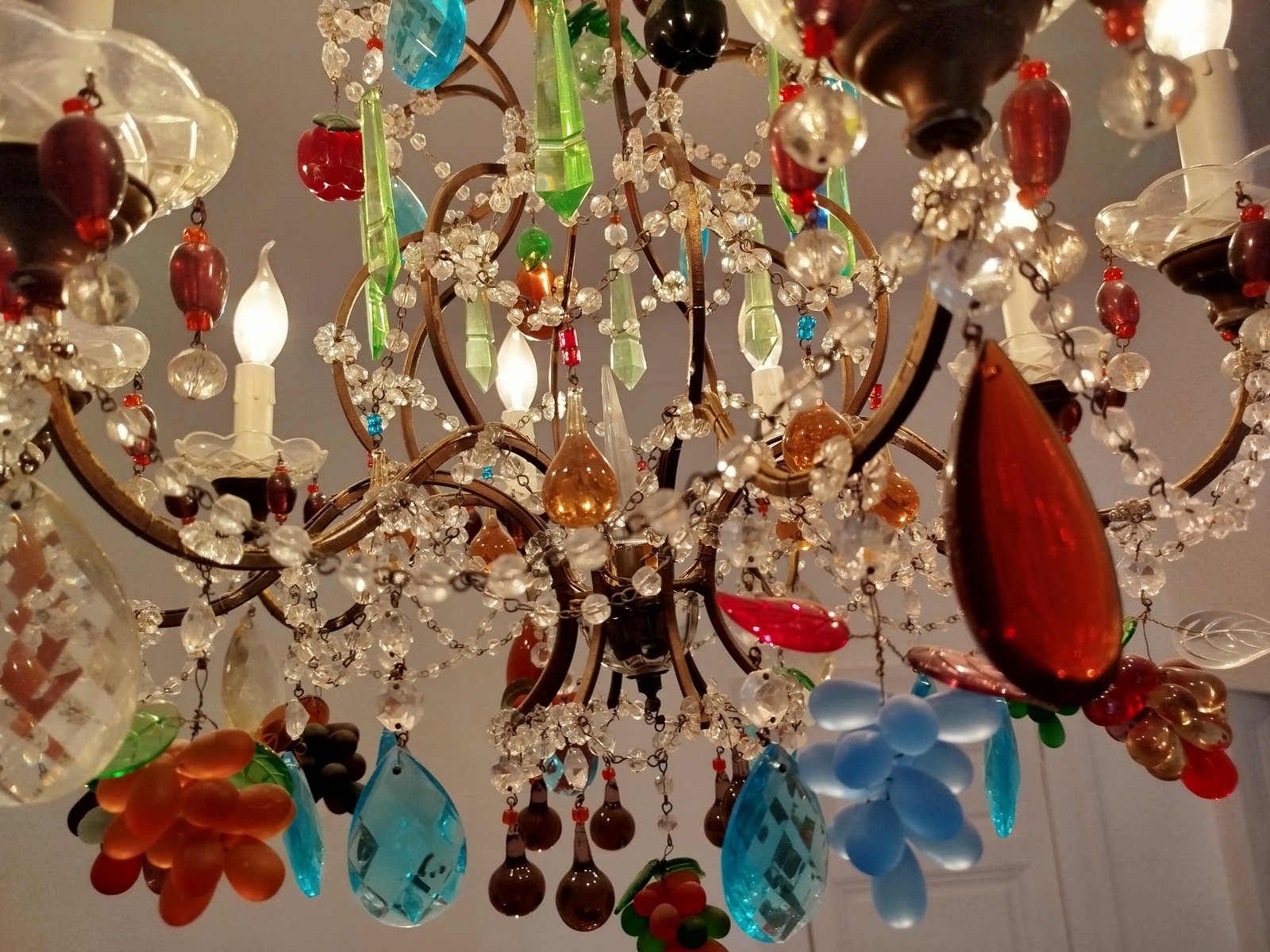 Venzianischer Kronleuchter 8-flammig Muranoglas Behang antik Venzianischer Kronleuchter 8-flammig Muranoglas Behang antik