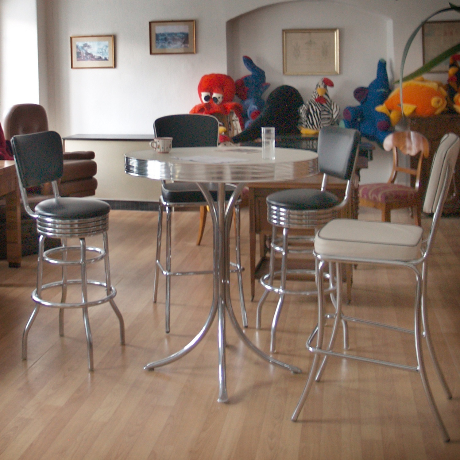 Barhocker drehbar Drehstuhl Retro Chrom Diner Stühle