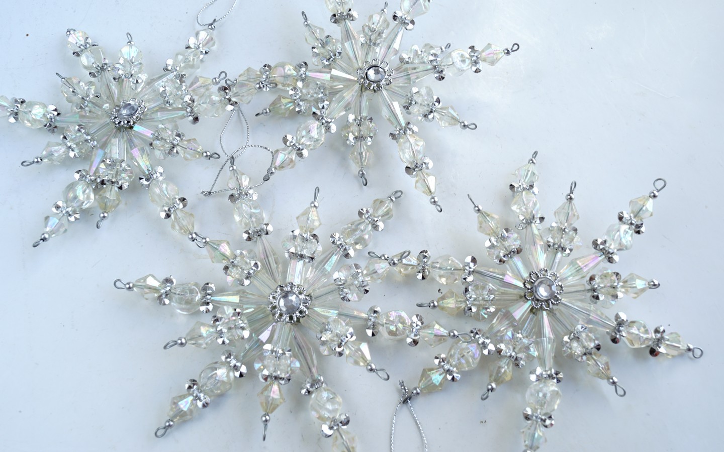 Christbaumschmuck 50er 60er-Jahre Vintage Weihnachtsbaumschmuck Schneeflocke Gablonzer Kristall Perlen glitzer christmas tree decoration