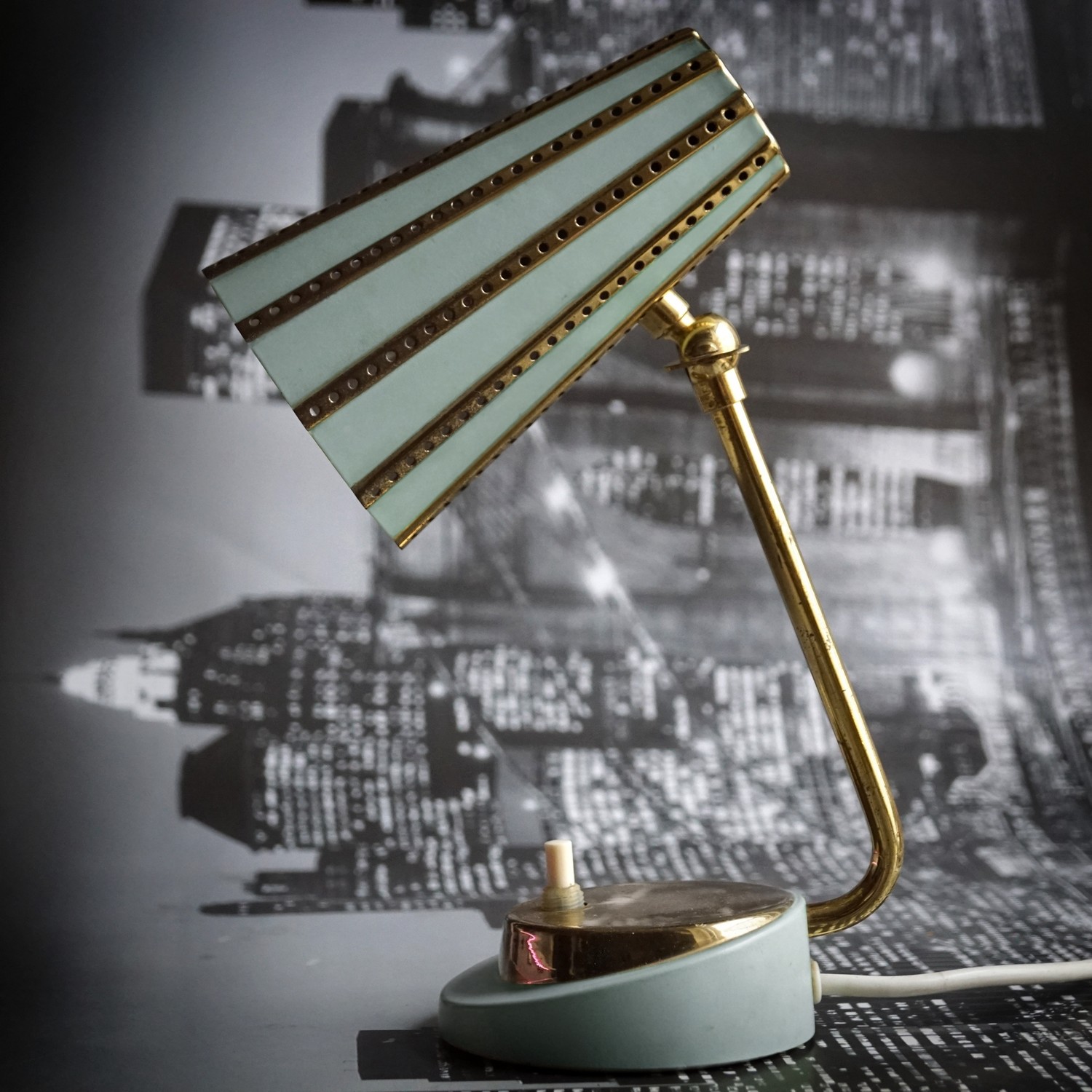 Tischlampe Vintage Pastell Midcentury Tütenlampe 50er 60er-Jahre antik