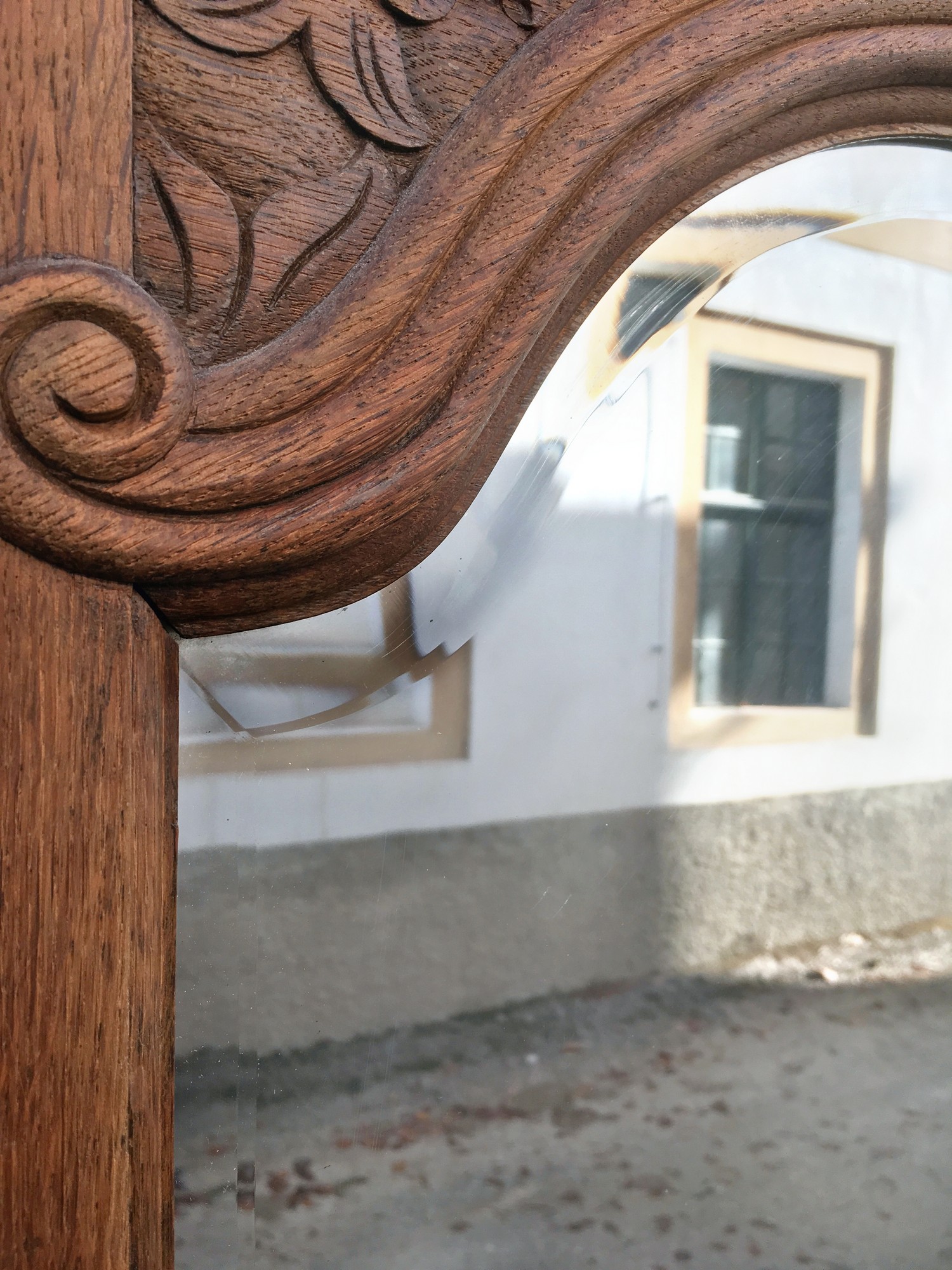 Dielenschrank Jugendstil antik Möbel Schrank Spiegel massiv Vollholz Vintage Einrichtung