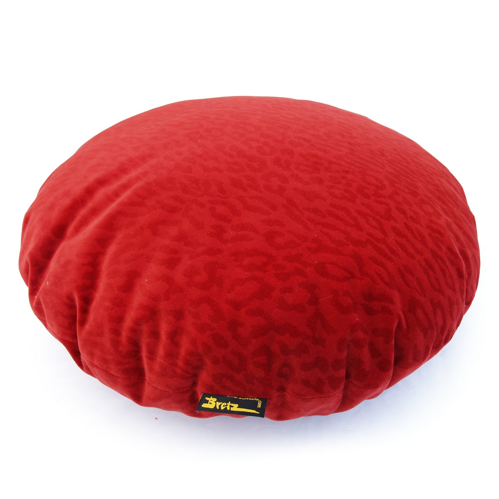 Bretz Cultsofa Kissen Polster rund gross Leopardenmuster rot
