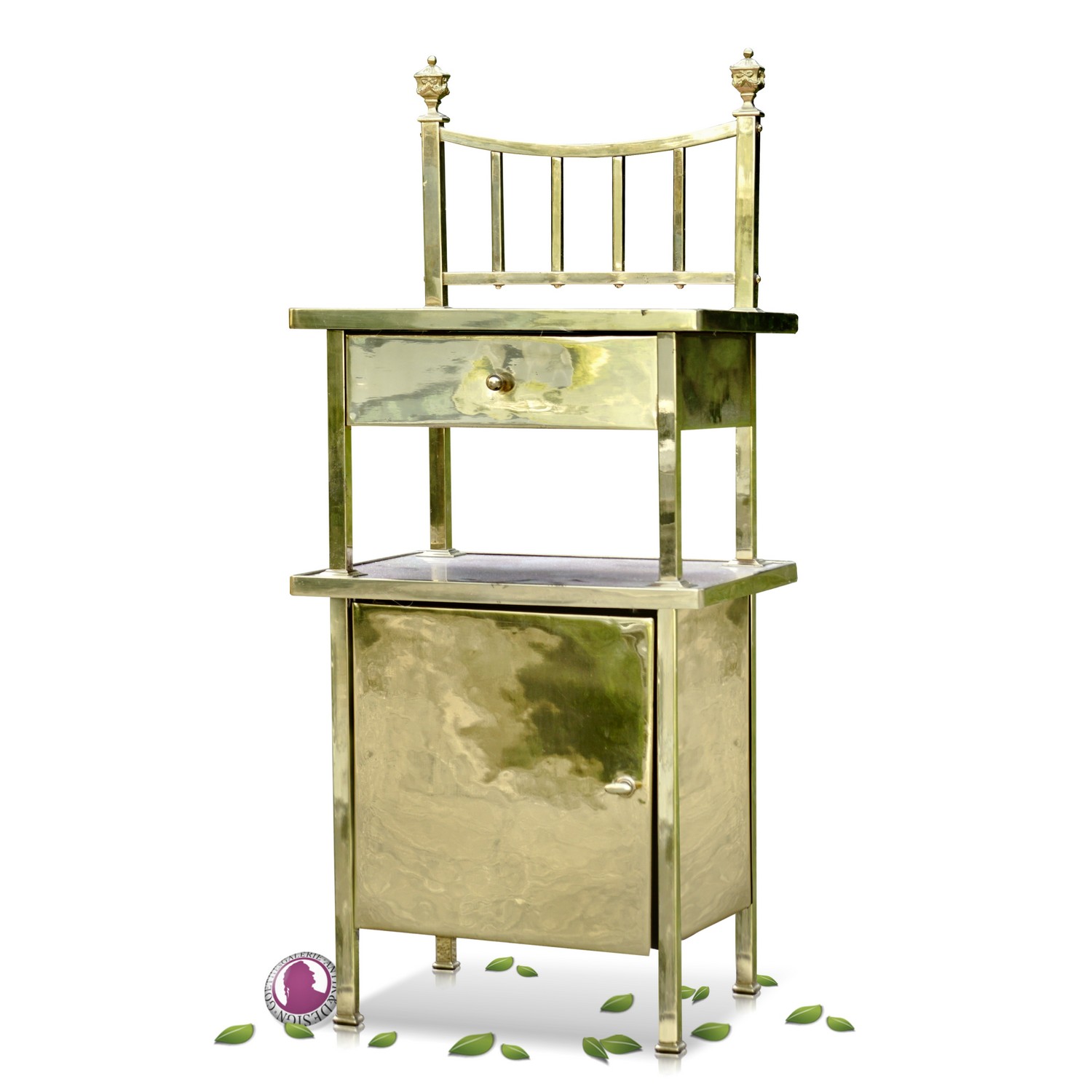 Nachtschrank Messing antik Nachtkasten Kommode Nachttisch golden