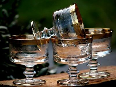 GLÄSER 4 Weingläser Whisky Goldrand * MEDICI Murano TOP