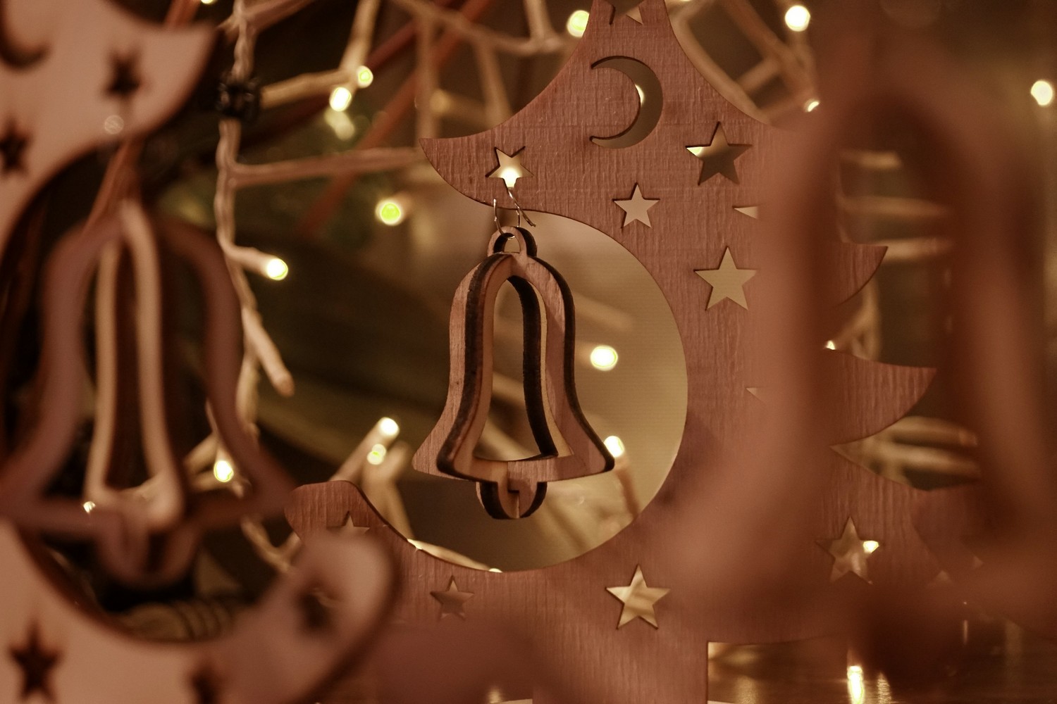 Weihnachtsdeko Baum Glocke Holz Tischdeko Weihnachten Schmuck handgemacht