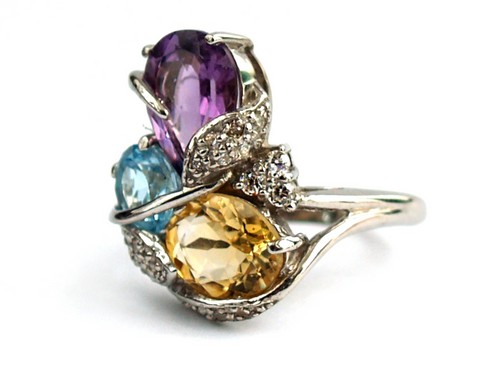 Ring 925 Silber Edelstein Schmuck Cocktailring Multicolor handgefertigt