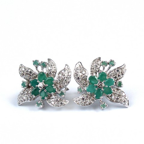 Ohrstecker Silber 925 echte Smaragd Edelsteine handgefertigt