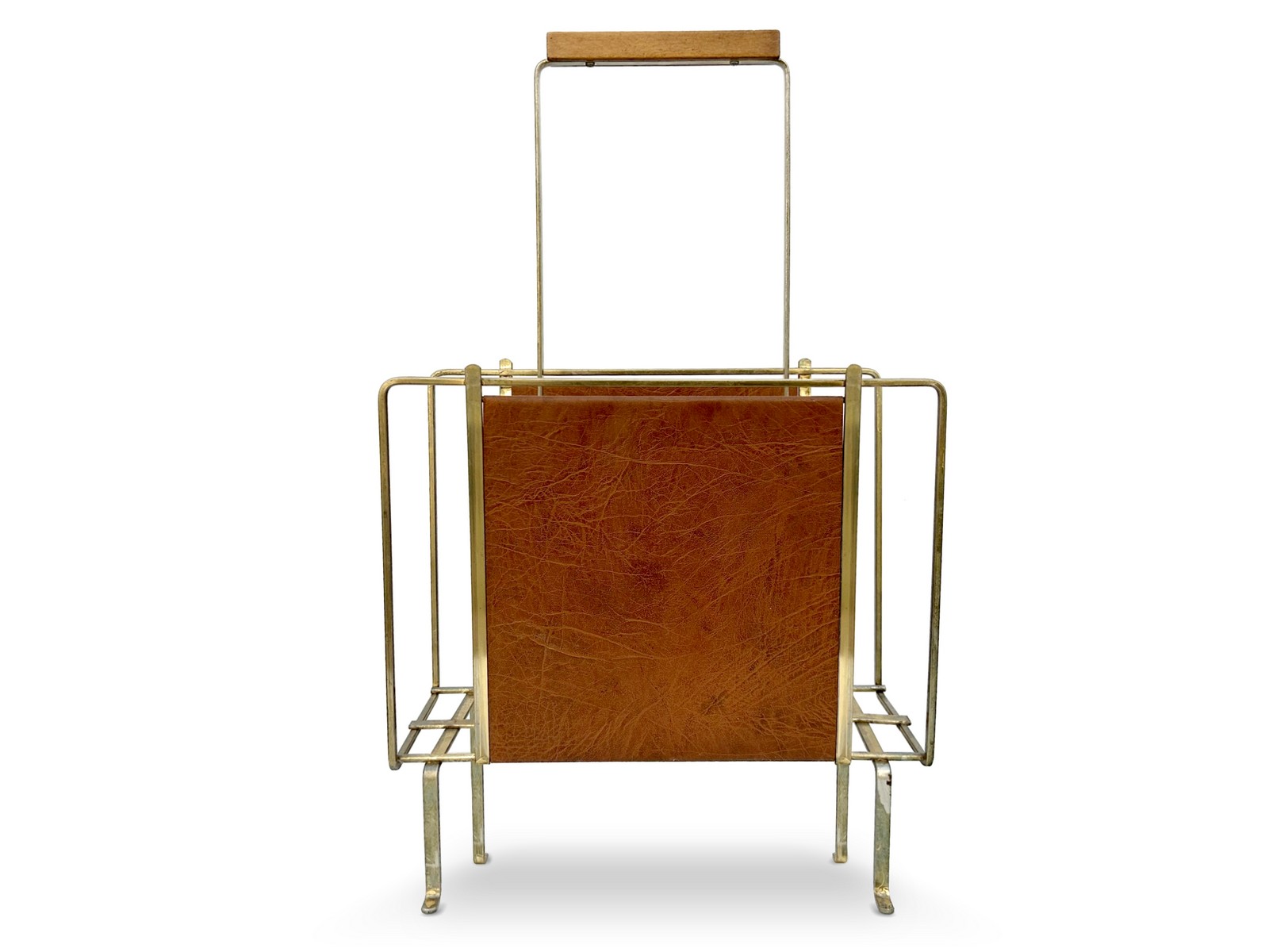 Zeitschriftenhalter Vintage MidCentury 60er Zeitungshalter zeitungsständer midcentury original messing leder 50er 60er Jahre