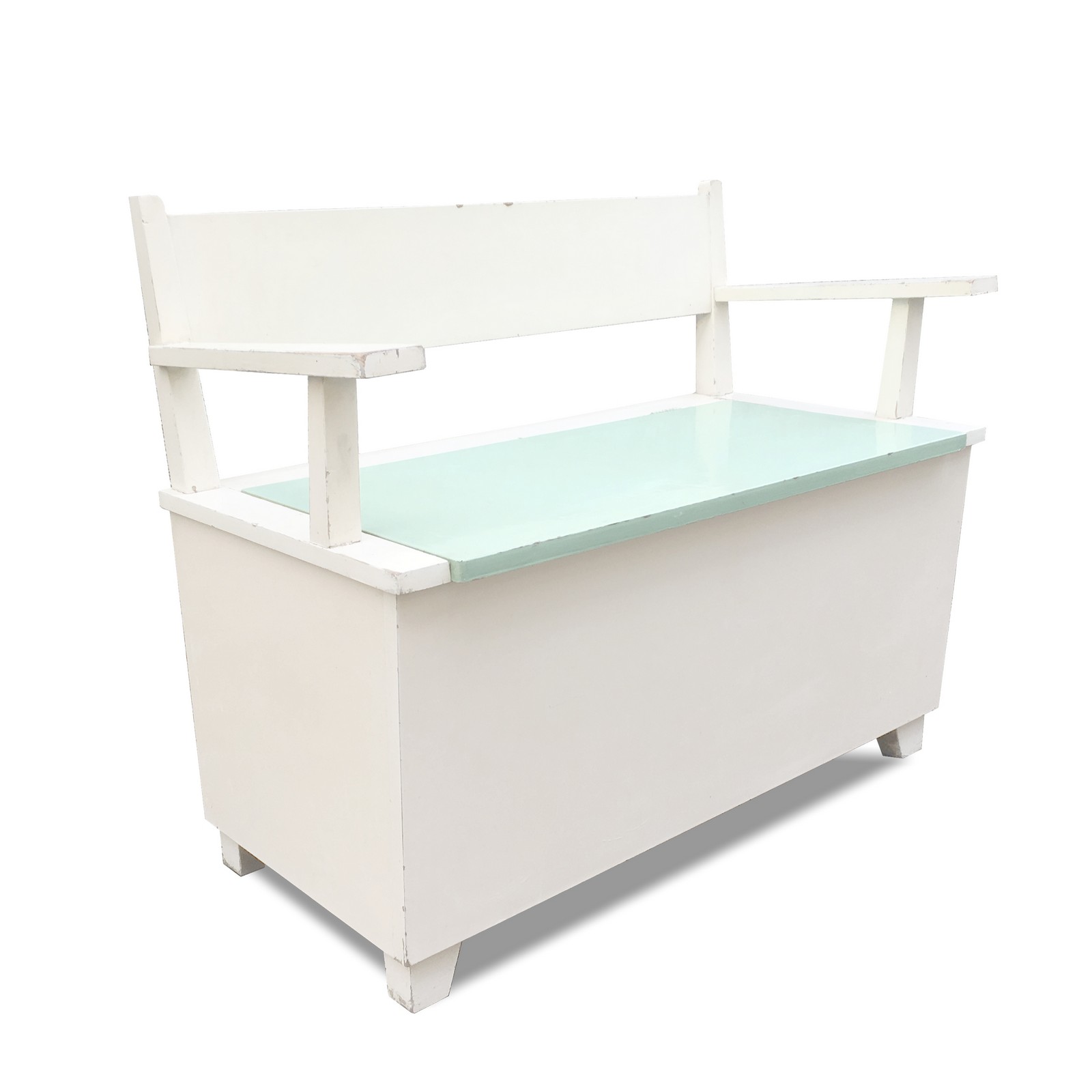 Küchenbank Vintage Sitztruhe Truhenbank Shabby Chic creme mint Kuechensitzbank Vintage