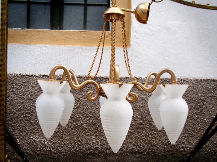 Kronleuchter Empire Stil Messing Glas