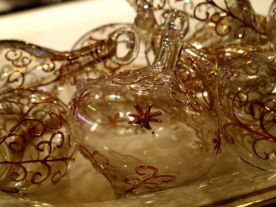 Christbaumkugel Glas groß Gold antik mundgeblasen